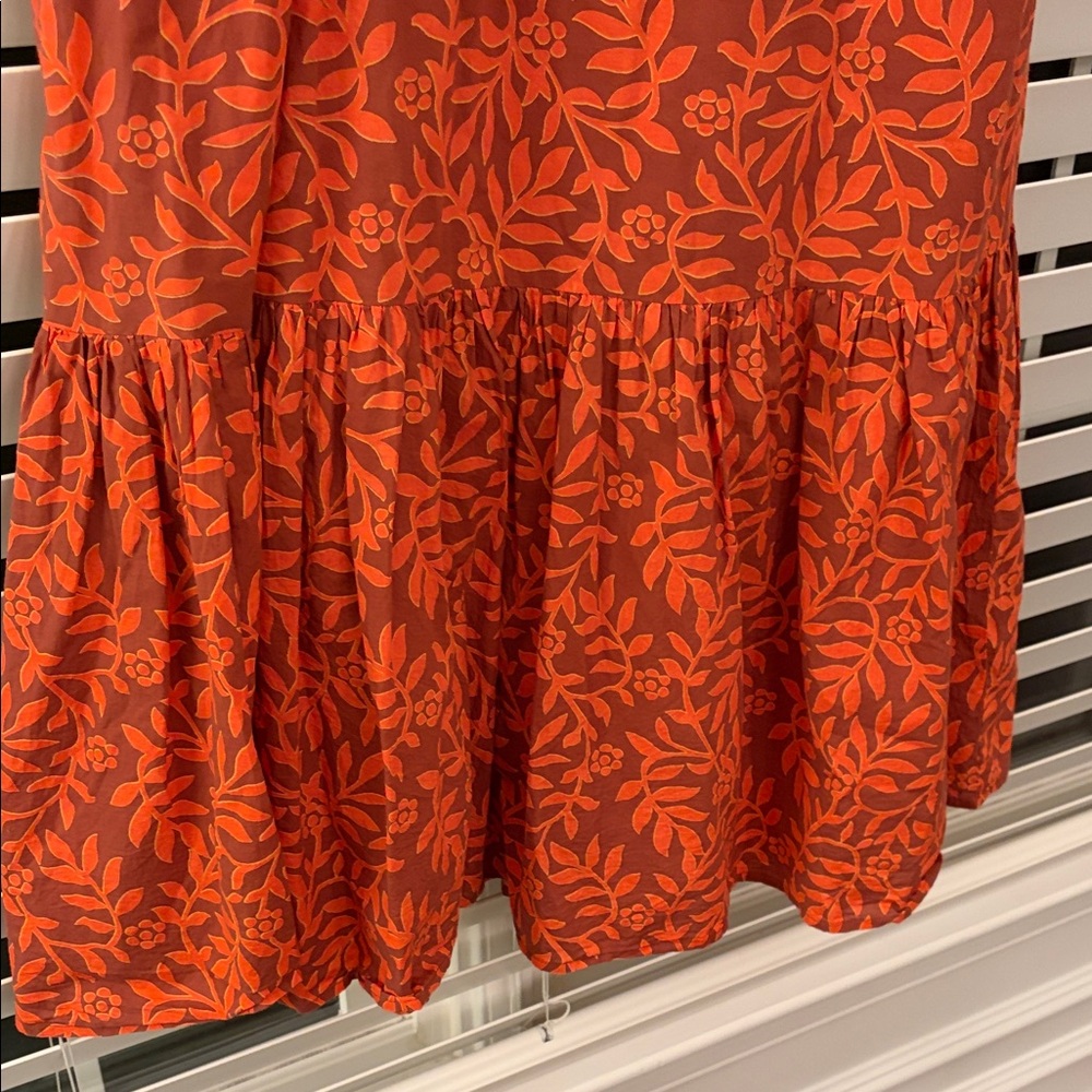 Olivia James Orange Leaf Pattern Long Sleeve Dress - image 4